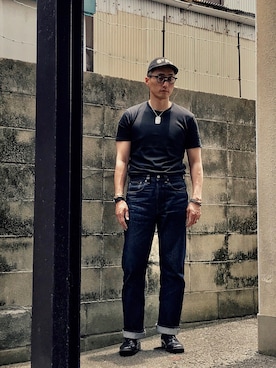 「EBBETS FIELD FLANNELS（エベッツフィールドフランネルズ）のアイテム」を使った、Leeさん（メンズ・174cm）の夏コーディネート