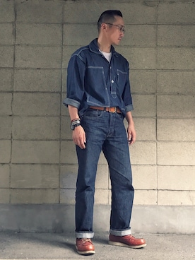 「Big John（ビッグジョン）のアイテム」を使った、Leeさん（メンズ・174cm）の夏コーディネート