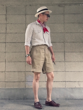 「グルカショーツ」｜Leeさん（メンズ・174cm）の夏コーディネート
