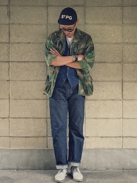 「アイテム（ベスト）」を使った、Leeさん（メンズ・174cm）の夏コーディネート