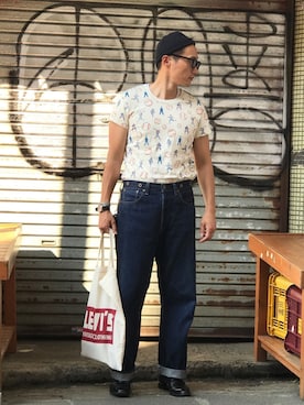 「501（ゴーマルイチ）のアイテム」を使った、Leeさん（メンズ・174cm）の夏コーディネート