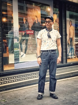 「Levi's」｜「アイテム（キャップ）」を使った、Leeさん（メンズ・174cm）の夏コーディネート