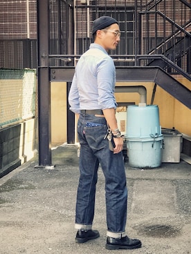 「IL BISONTE（イルビゾンテ）のアイテム（財布/小物）」を使った、Leeさん（メンズ・174cm）の夏コーディネート
