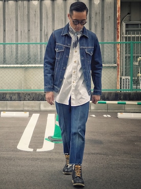 「URBAN RESEARCH（アーバンリサーチ）のアイテム（ブーツ）」を使った、Leeさん（メンズ・174cm）の秋コーディネート