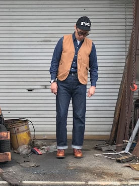 「EBBETS FIELD FLANNELS（エベッツフィールドフランネルズ）のアイテム」を使った、Leeさん（メンズ・174cm）の秋コーディネート