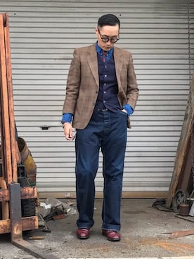 「DAKS（ダックス）のアイテム（ジャケット/アウター）」を使った、Leeさん（メンズ・174cm）の秋コーディネート