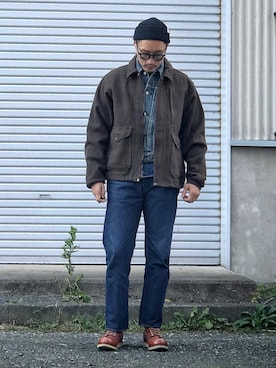「FILSON（フィルソン）のアイテム（ジャケット/アウター）」を使った、Leeさん（メンズ・174cm）の冬コーディネート