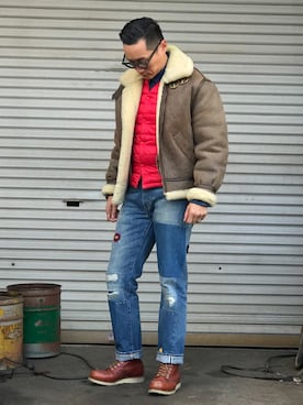 「Levis」｜「アイテム（ミリタリージャケット）」を使った、Leeさん（メンズ・174cm）の冬コーディネート