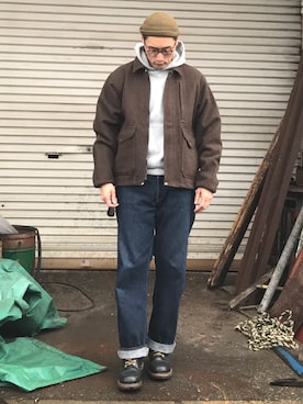 「FILSON（フィルソン）のアイテム（ジャケット/アウター）」を使った、Leeさん（メンズ・174cm）の冬コーディネート