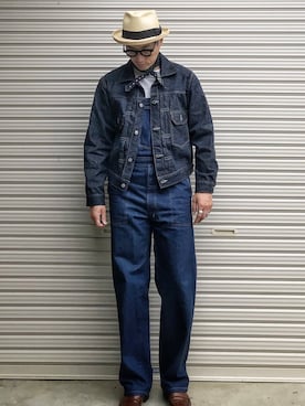 「アイテム（オールインワン・サロペット）」を使った、Leeさん（メンズ・174cm）の夏コーディネート