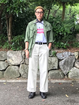 「501（ゴーマルイチ）のアイテム」を使った、Leeさん（メンズ・174cm）の夏コーディネート