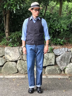 「501（ゴーマルイチ）のアイテム」を使った、Leeさん（メンズ・174cm）の夏コーディネート