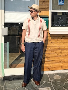 「THE H.W. DOG & CO. （ザエイチダブリュドックアンドコー）のアイテム」を使った、Leeさん（メンズ・174cm）の夏コーディネート