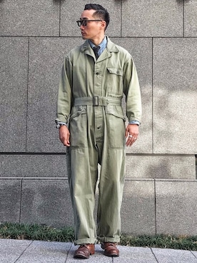 「アイテム（オールインワン・サロペット）」を使った、Leeさん（メンズ・174cm）の秋コーディネート