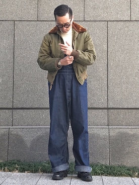 「オトナカジュアル」｜「アイテム（オールインワン・サロペット）」を使った、Leeさん（メンズ・174cm）の冬コーディネート