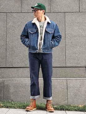 「Levi's」｜「アイテム（デニムジャケット）」を使った、Leeさん（メンズ・174cm）の冬コーディネート