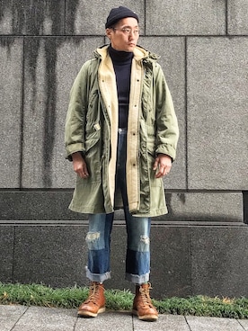 「501（ゴーマルイチ）のアイテム」を使った、Leeさん（メンズ・174cm）の冬コーディネート