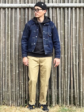 「Levi's」｜「アイテム（デニムジャケット）」を使った、Leeさん（メンズ・174cm）の冬コーディネート