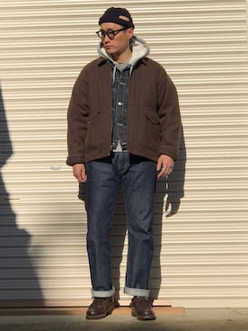 「FILSON（フィルソン）のアイテム（ジャケット/アウター）」を使った、Leeさん（メンズ・174cm）の冬コーディネート