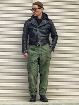 「フード」｜Leeさん（メンズ・174cm）の冬コーディネート