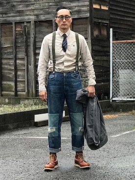 「501（ゴーマルイチ）のアイテム」を使った、Leeさん（メンズ・174cm）の秋コーディネート