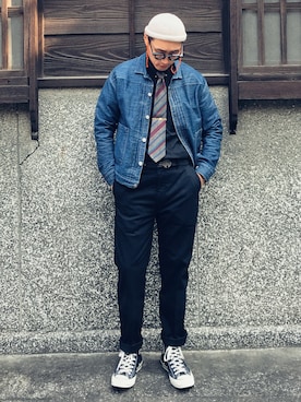 「Levi's（リーバイス）のアイテム（チノパンツ）」を使った、Leeさん（メンズ・174cm）の春コーディネート