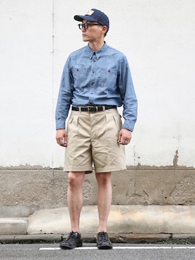 「RRL（ダブル アール エル）のアイテム（帽子）」を使った、Leeさん（メンズ・174cm）の夏コーディネート