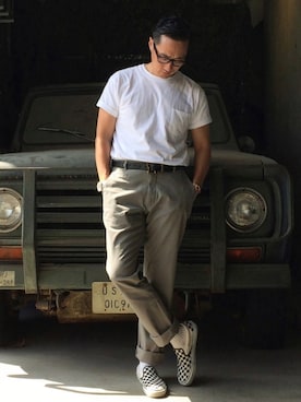 「BARNS（バーンズ）のアイテム」を使った、Leeさん（メンズ・174cm）の夏コーディネート