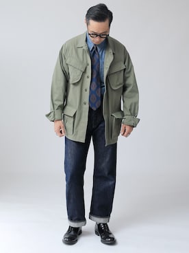 「WAIPER.inc（ワイパーインク）のアイテム（ミリタリージャケット）」を使った、Leeさん（メンズ・174cm）の夏コーディネート