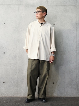 「グランパシャツ」｜Leeさん（メンズ・174cm）の夏コーディネート