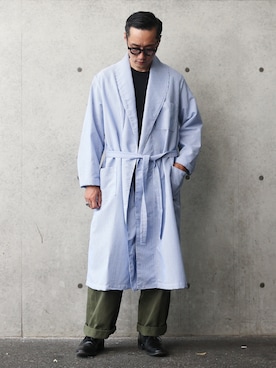 「ガウン」｜「アイテム（その他アウター）」を使った、Leeさん（メンズ・174cm）の秋コーディネート
