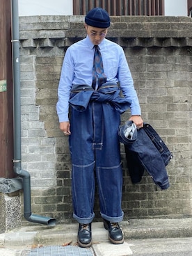 「つなぎ」｜Leeさん（メンズ・174cm）の秋コーディネート