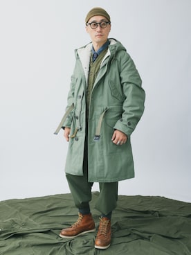 「WAIPER.inc（ワイパーインク）のアイテム（モッズコート）」を使った、Leeさん（メンズ・174cm）の冬コーディネート