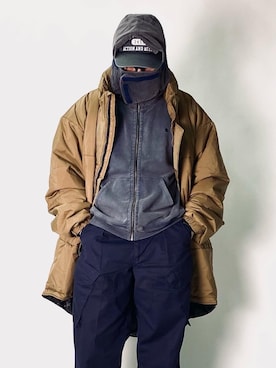 「フード」｜Leeさん（メンズ・174cm）の冬コーディネート