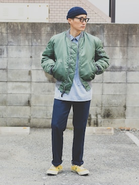 「WAIPER.inc（ワイパーインク）のアイテム（スラックス）」を使った、Leeさん（メンズ・174cm）の冬コーディネート