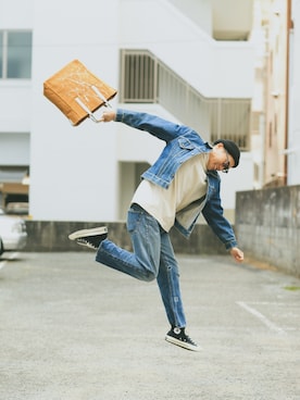 「アイテム（トートバッグ）」を使った、Leeさん（メンズ・174cm）の冬コーディネート