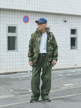 「アイテム（ミリタリージャケット）」を使った、Leeさん（メンズ・174cm）の春コーディネート