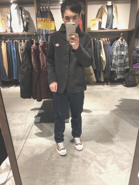 「DANTON（ダントン）のアイテム（その他アウター、グレー系）」を使った、Martiniさん（メンズ・172cm）の冬コーディネート