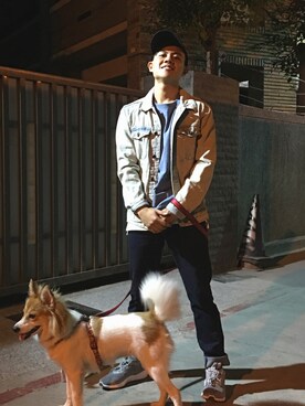 「PULL&BEAR（プルアンドベア）のアイテム（デニムジャケット）」を使った、黑哲さん（メンズ・166cm）の冬コーディネート