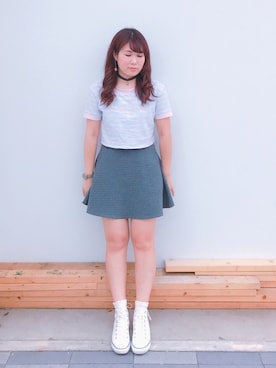 「ホワイトスニーカー」｜「アイテム（アナログ腕時計）」を使った、sakikoさん（レディース・161cm）の夏コーディネート