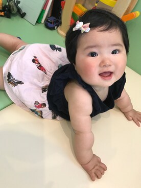 「0歳6ヶ月」｜「アイテム（ワンピース/ドレス）」を使った、ふーちゃんさん（キッズ・70cm）の春コーディネート