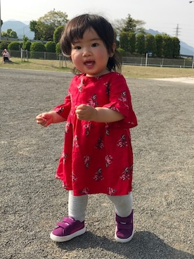 「1歳6ヶ月」｜「アイテム（ワンピース/ドレス）」を使った、ふーちゃんさん（キッズ・70cm）の春コーディネート