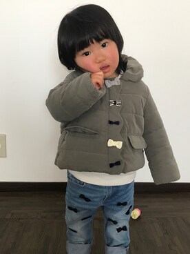 「petit main」｜「アイテム（ダウンジャケット/コート）」を使った、ふーちゃんさん（キッズ・80cm）の冬コーディネート