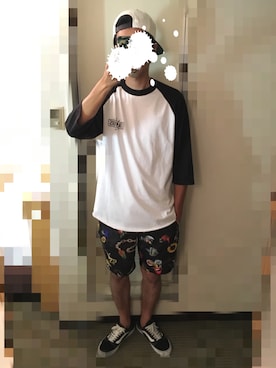 「SQUAIR（スクエア）のアイテム」を使った、hyknさん（メンズ・178cm）の夏コーディネート