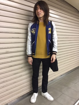 「東洋エンタープライズ（トーヨーエンタープライズ）のアイテム（ブルゾン）」を使った、DJDagobahさん（メンズ・174cm）の春コーディネート