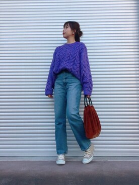 「ボリュームニット」｜「アイテム（スニーカー）」を使った、Rika☺︎さん（レディース・164cm）の秋コーディネート