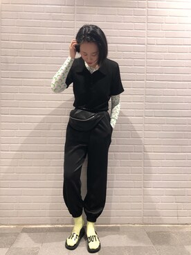 「MONKI（モンキ）のアイテム（ポロシャツ）」を使った、高雄呛妹さん（レディース・165cm）の春コーディネート