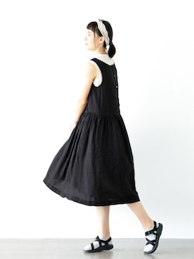 「日系极简」｜「アイテム（ジャンパースカート）」を使った、SAHANさん（レディース・165cm）の夏コーディネート