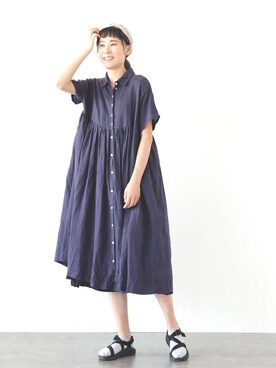 「日常」｜「アイテム（ワンピース/ドレス）」を使った、SAHANさん（レディース・165cm）の夏コーディネート