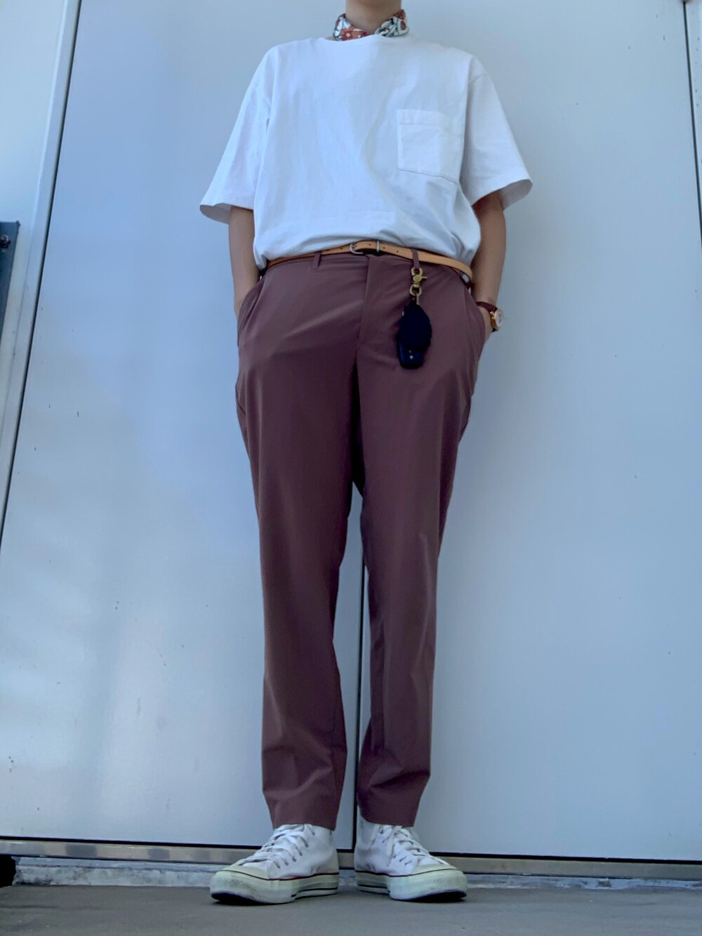 「Hender Schemeのアイテム（ファッション雑貨、ベージュ系）」を使った、duoさん（メンズ・181cm）の夏コーディネートの1枚目の写真